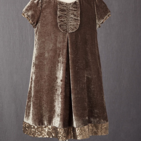 Mini Boden velour holiday dress 7/8 sequin gold - Picture 5 of 5